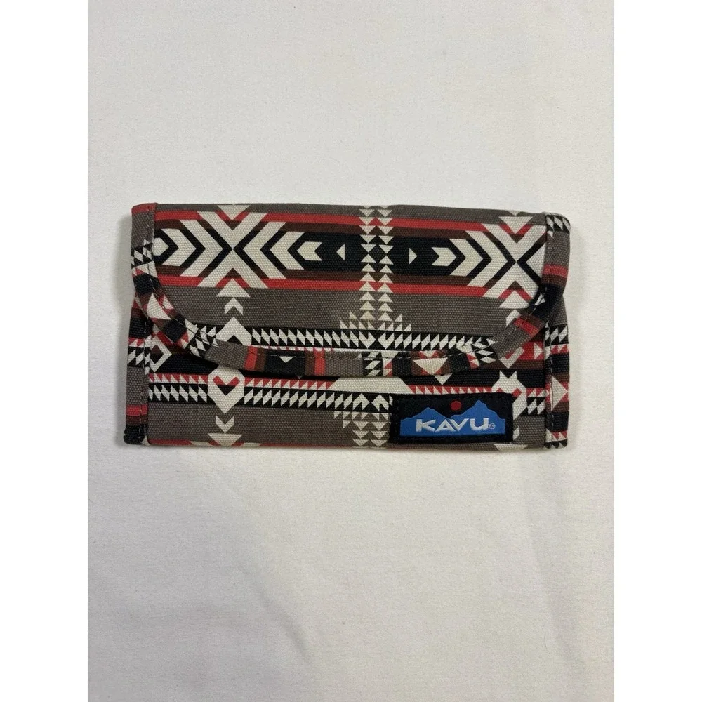 KAVU Big Spender Trifold Wallet Canvas Organizer Aztec Southwestern Geometric